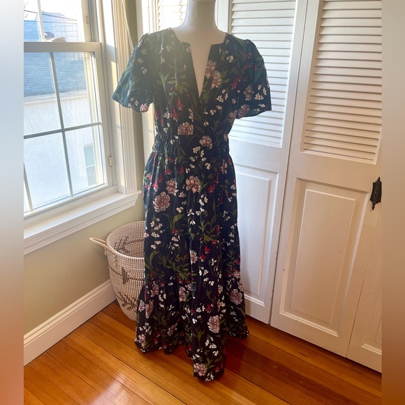 Anthropologie Somerset Black Floral Maxi Dress XL - Picture 5 of 12